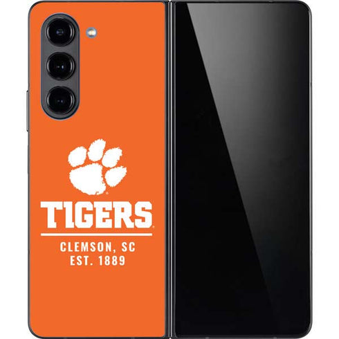 Clemson University Tigers Est 1889 Orange Galaxy Z Fold5 5G Skin